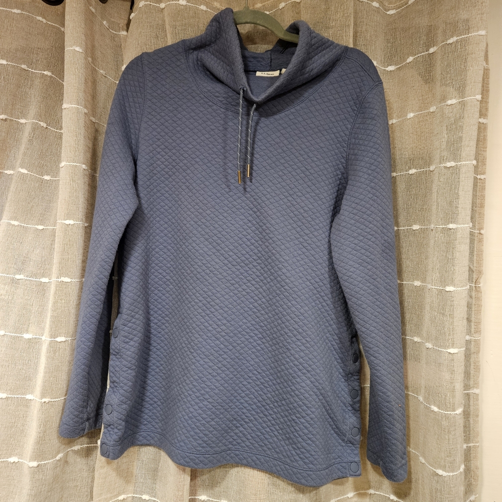 L.L. Bean Women's Funnel Neck Quilted Sweater - Blue